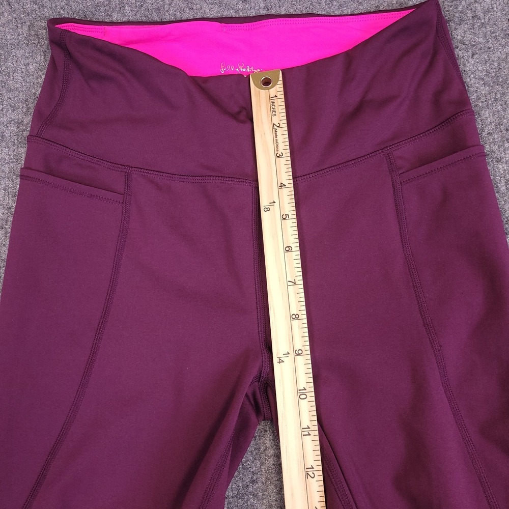 Lilly Pulitzer Luxletic Cropped Leggings Women M Purple Floral Athletic Gym Yoga - Picture 9 of 13